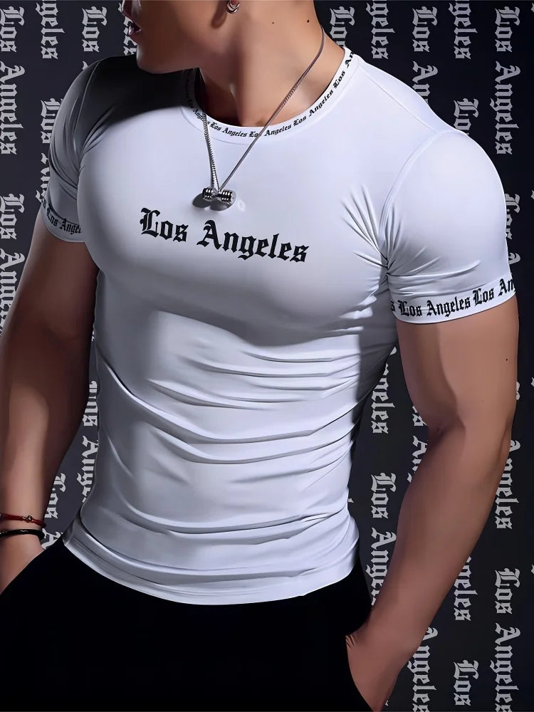 PENDRA Los Angeles Text Printed Short-Sleeve T-Shirt