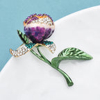 PENDRA Tulipelle Purple Enamel Tulip and Green Leaf Brooch