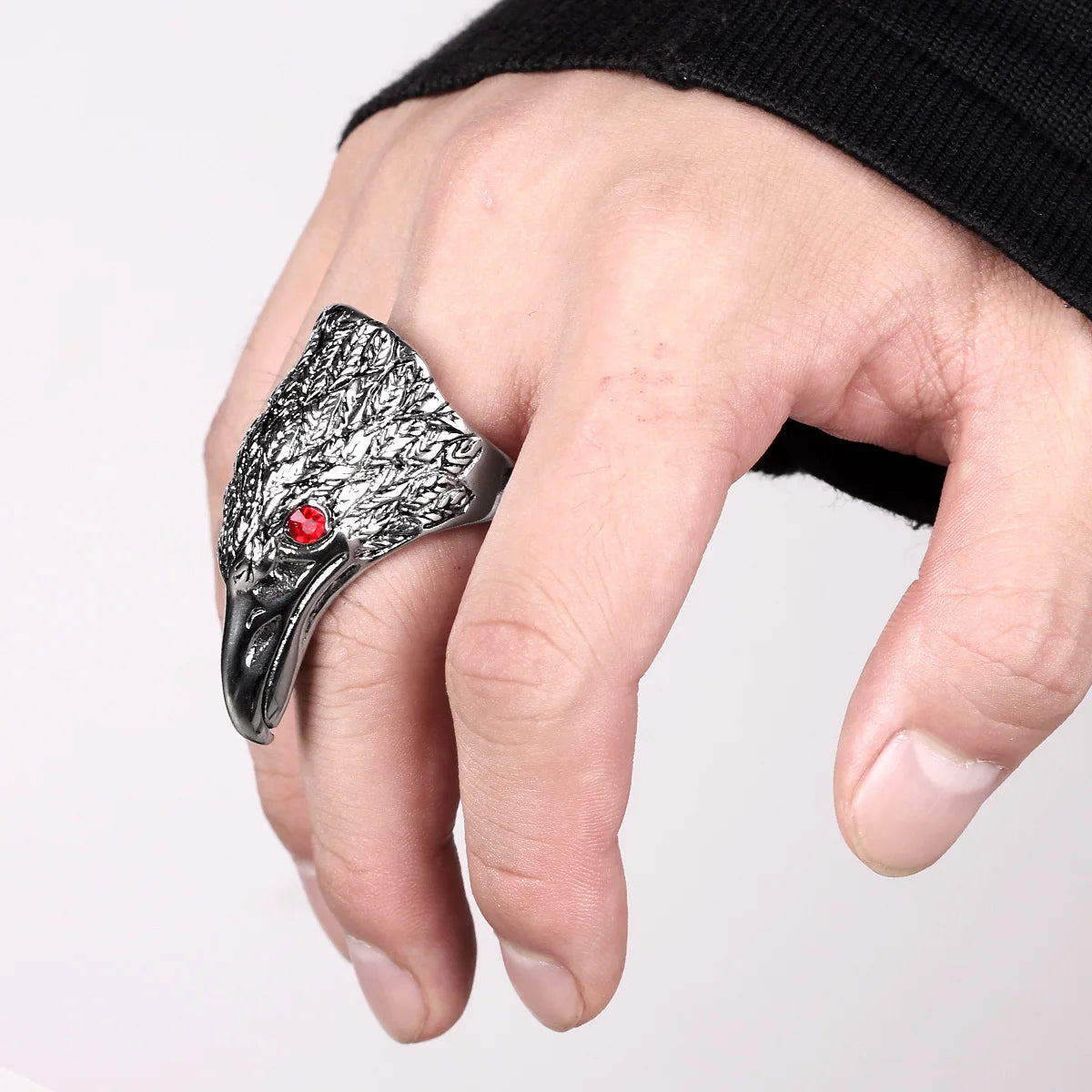 PENDRA Rock Crow Bird Steel Ring