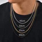 Classic Punk Cuban Chain Necklace for Men Women,Stainless Steel Grey Silver Gold Black Color Chain Link Collar,Wholesale Chain