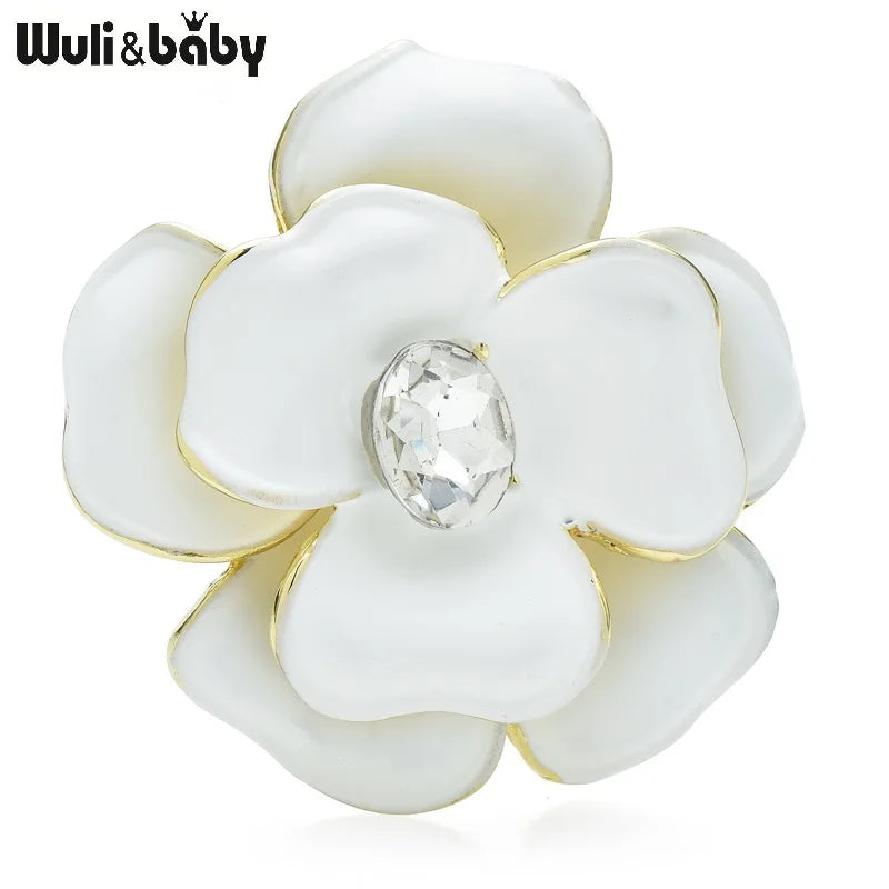 PENDRA Camellia 2-Color Classical Enamel Flower Brooch