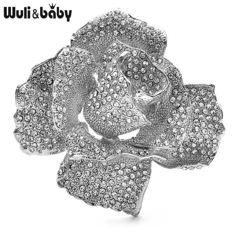 PENDRA Rosalia Sparkling Rose Flower Brooch