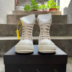 PENDRA White Eclipse White Canvas High-Top Zip Lace-Up Platform Sneakers
