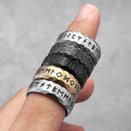 PENDRA Nordic Vikings Runes Steel Ring
