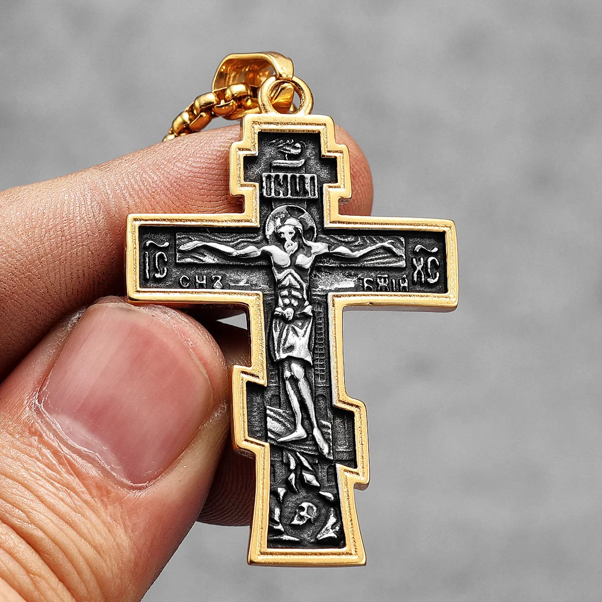 PENDRA INRI Jesus Cross Steel Necklace