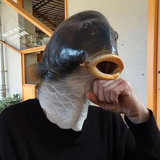 Funny Fish Latex Mask Halloween Costume Realistic Carp Head Mask for Party Cosplay Masquerade