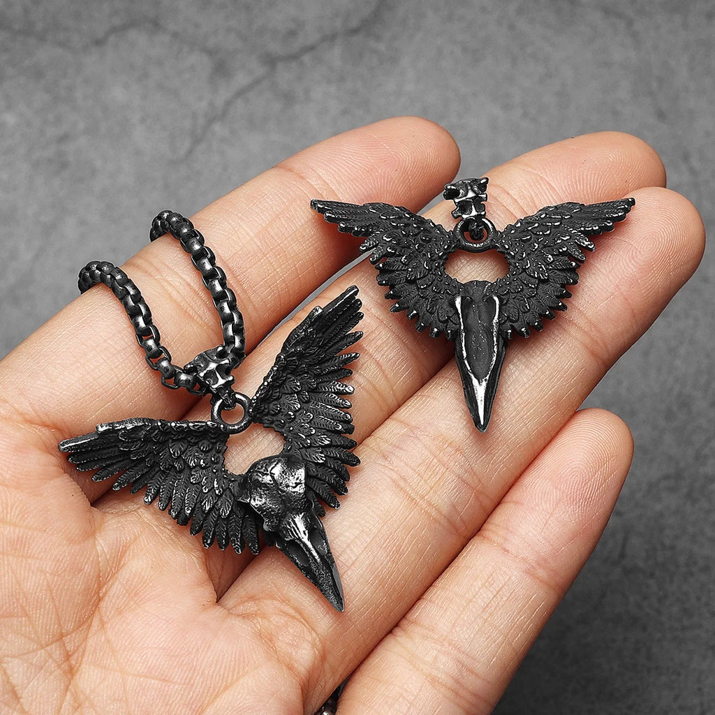 PENDRA Raven Crow Steel Necklace
