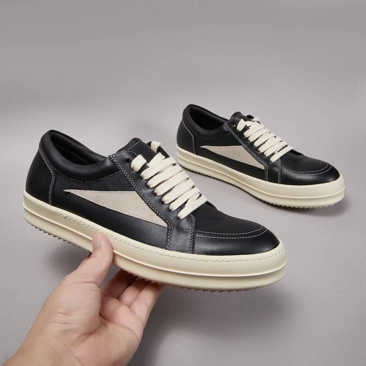Leather Women Sneaker Outdoor Designer Men Shoe Low Top Holiday Black Lace-up Shoe Luxury Thick-sole Shoe Casual Platform Shoe