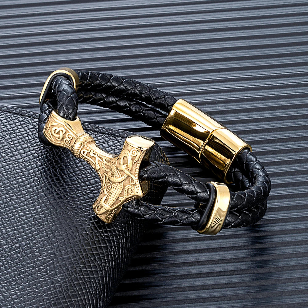 PENDRA Thor Hammer Classic Leather Bracelet