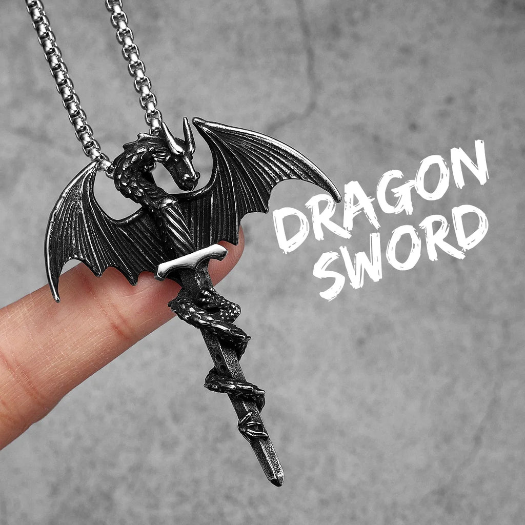PENDRA Dragon Slaying Sword Steel Necklace