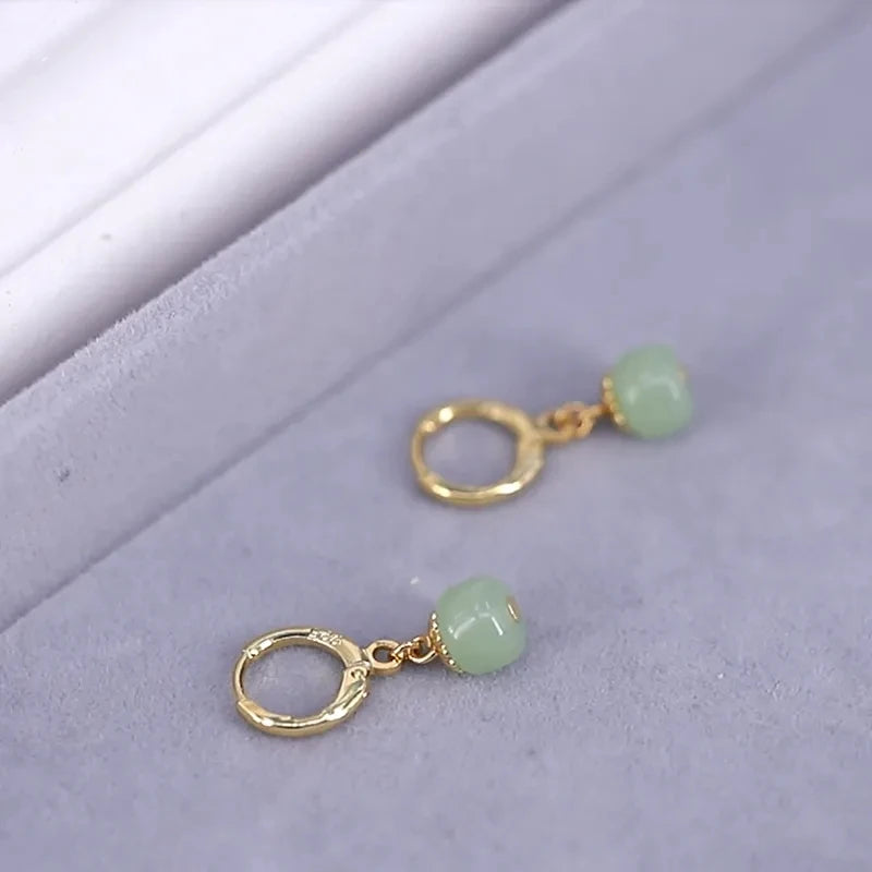 PENDRA Gold Jade Hetian Green Earrings