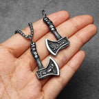 Viking Mythology Wolf Aex Men Necklaces Stainless Steel Pendant Chain Women Punk Fashion Jewelry New Accessories Gifts Wholesale