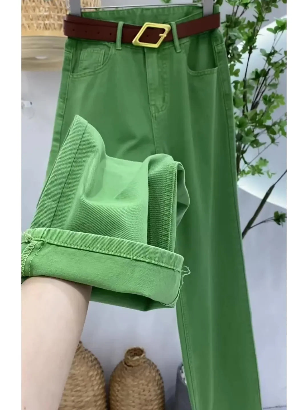 PENDRA Greenwash High Waist Wide Leg Jeans