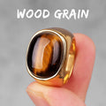 PENDRA Wood Grain Elegant Steel Ring