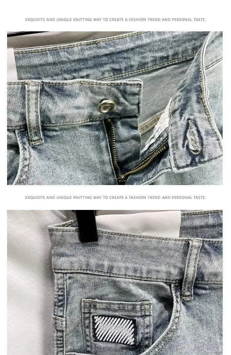 PENDRA Straight Leg Denim Washed Pants