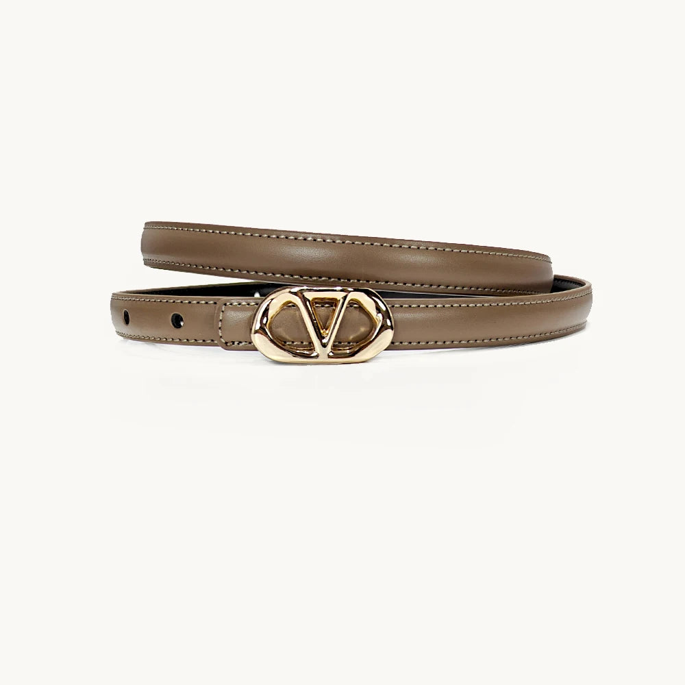 New fashion Letter V casual women's leather belt business style high-end Luxury Designer Dress Jeans Belt Elegant Thin Corset