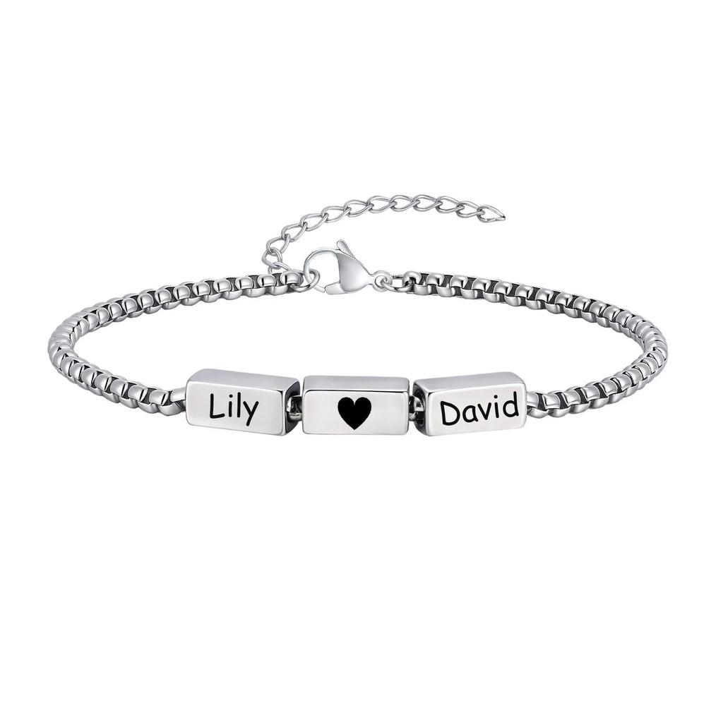 Customized Name ID Bracelets for Men Boys,Never Fade Stainless Steel Chain Wristband,Anniversary Valentine's Day Birthday Gifts