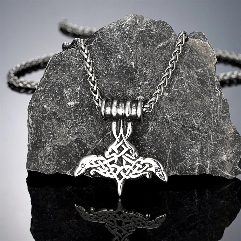 PENDRA Crow Rune Celtic Necklace