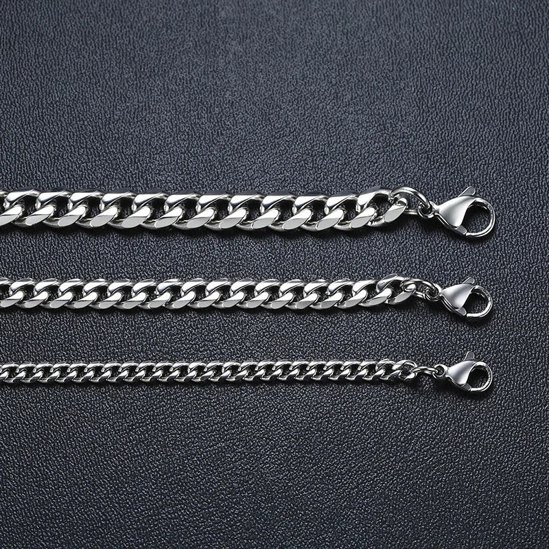 Cuban Link Chain Necklace for Men Women,3 to 7mm Stainless Steel Choker,Basic Jewelry Gift