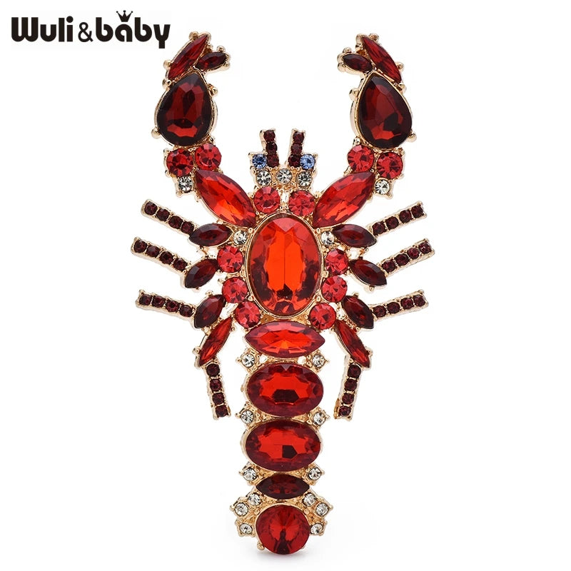 PENDRA Luxe Lobster Rhinestone Animal Brooch
