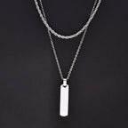2pcs Vertical Layer Necklaces for Men Boys,Wateproof Stainless Steel Cuban Chain Collar,Stylish Men's Sweater Chain