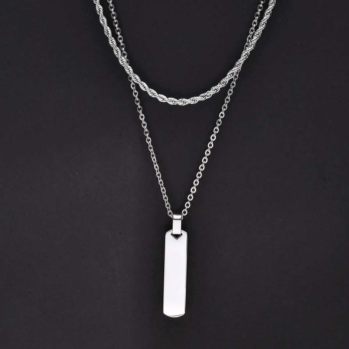 2pcs Vertical Layer Necklaces for Men Boys,Wateproof Stainless Steel Cuban Chain Collar,Stylish Men's Sweater Chain