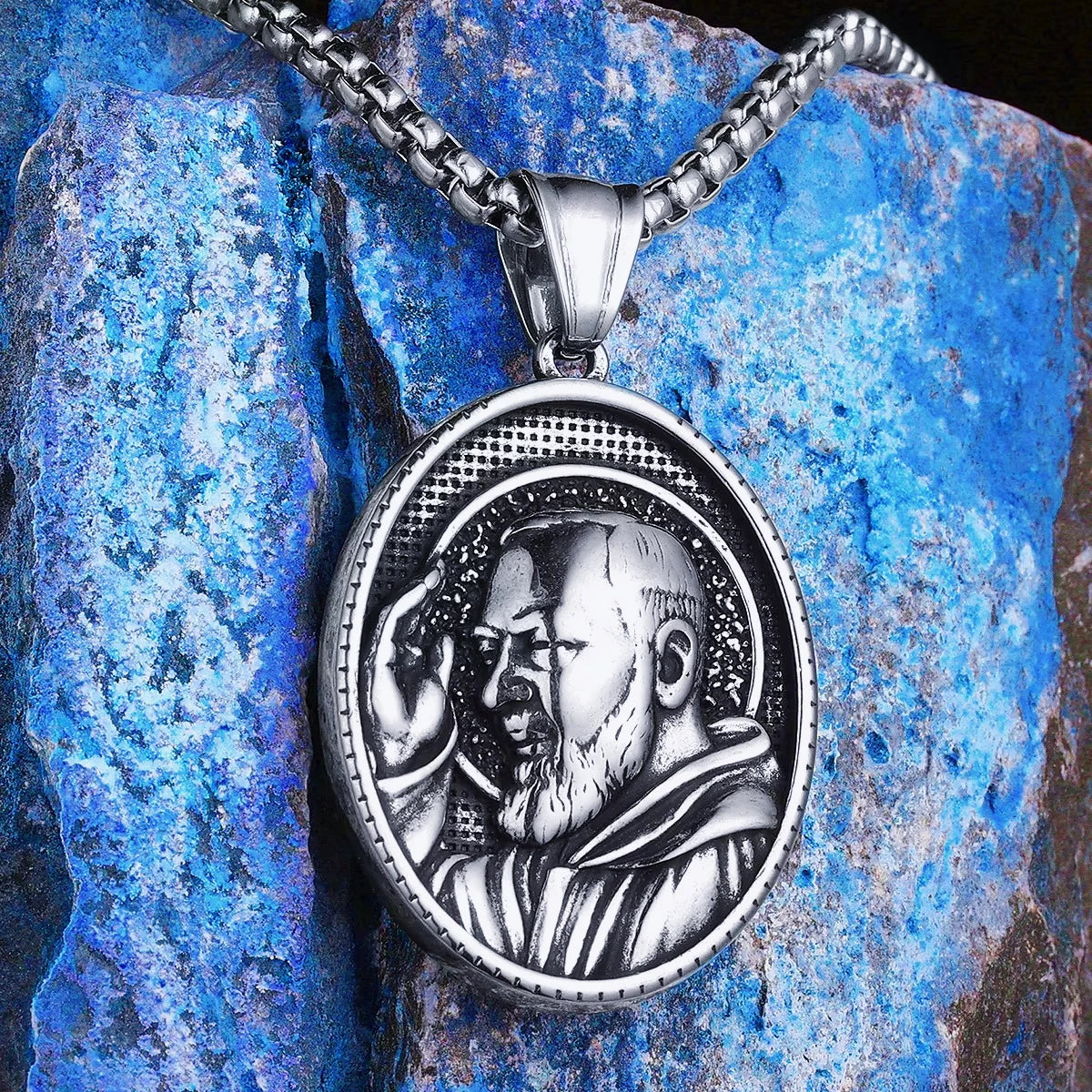 PENDRA Catholic Padre Pio Steel Necklace
