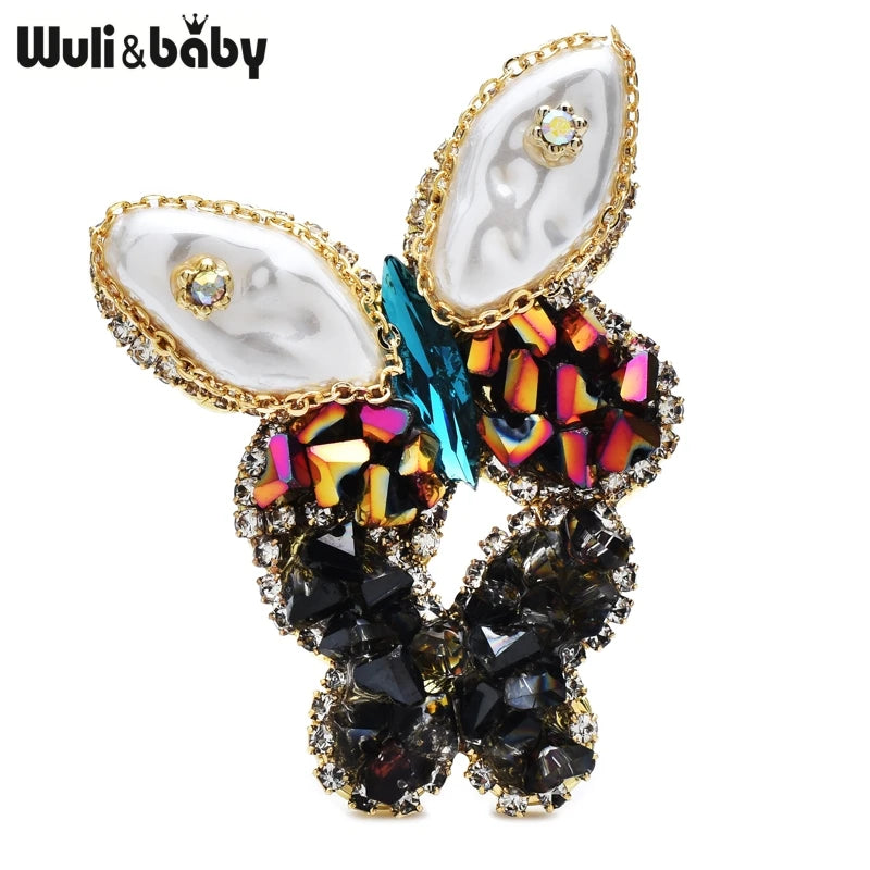 Wuli&baby Handmade Crystal Butterfly Brooches Pins For Women Unisex 2-color Beautiful Insects Office Brooch Gifts