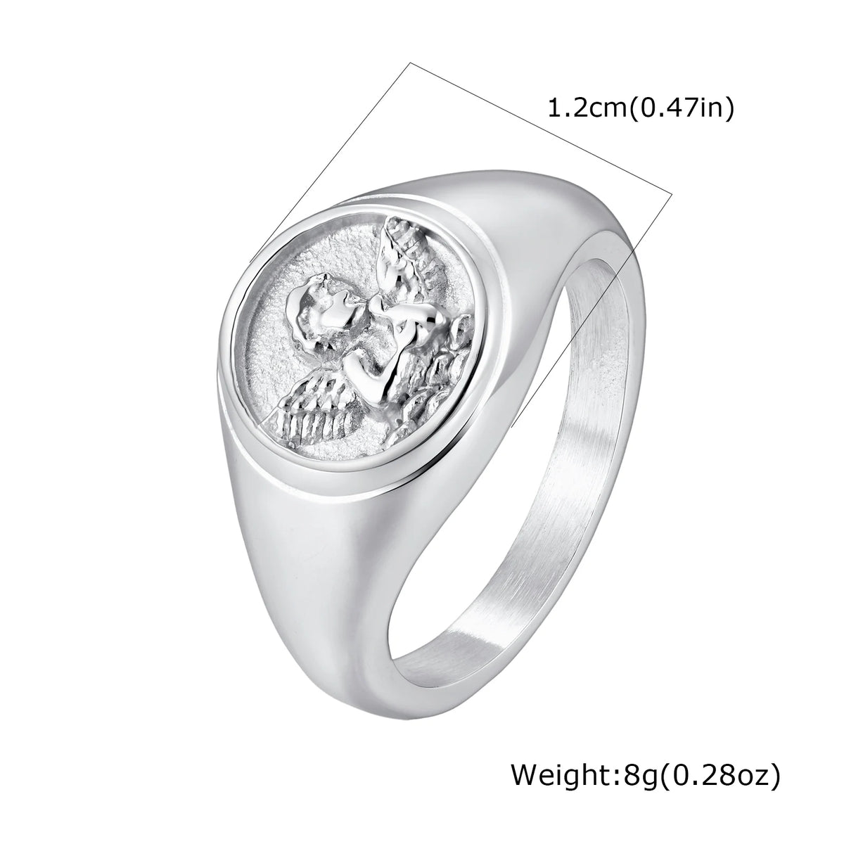 Cupid Signet Ring for Men,Gold Plated Stainless Steel Finger Ring Statement Ring,Punk Vintage Jewlery Gift