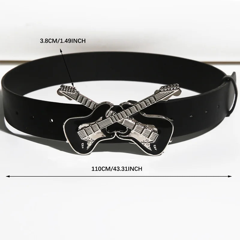 Men's Belt Bohemian Style Gothic guitar Bucket Rock and roll Women's Belt Jeans Belt Female Punk Rock Sexpot Y2K Waistband Male