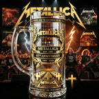 METALLICA metal band 45th anniversary, black gold three-dimensional relief craft rock commemorative collection glass beer cup,