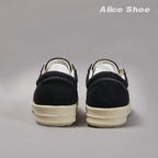 PENDRA Holiday Black Canvas Low-Top Lace-Up Thick-Sole Platform Sneakers