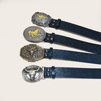 PENDRA Galaine Leather Bull Buckle Western Gothic Belt
