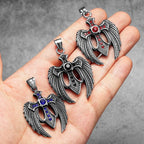 PENDRA Angel Wing Cross Steel Necklace
