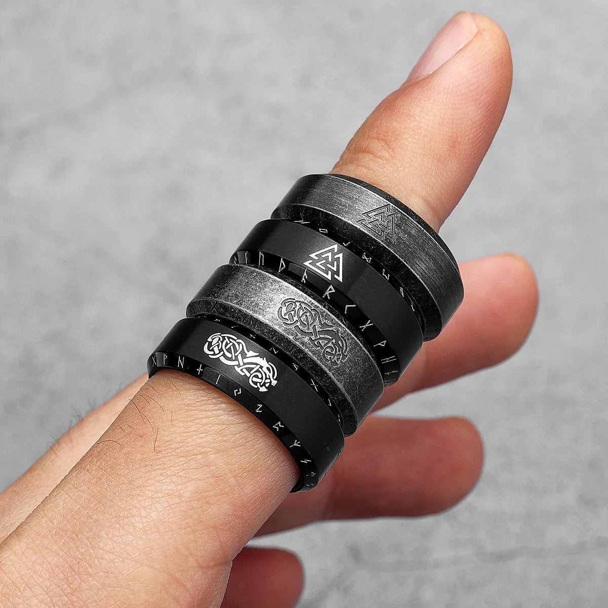 PENDRA Vikings Runes Boyfriend Steel Ring