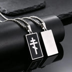 PENDRA Square Enamel Orthodox Pendant Necklace