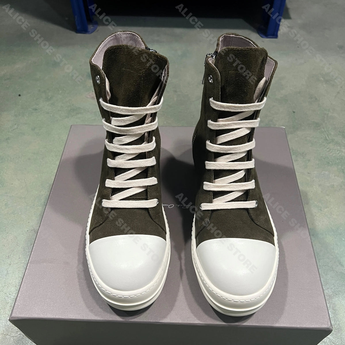 Men High Top Casual Shoes Hip-hop Retro Brown Suede Lace Up Women Thick Sole Increase Height Luxury Designer Flat Sneakers 3cm