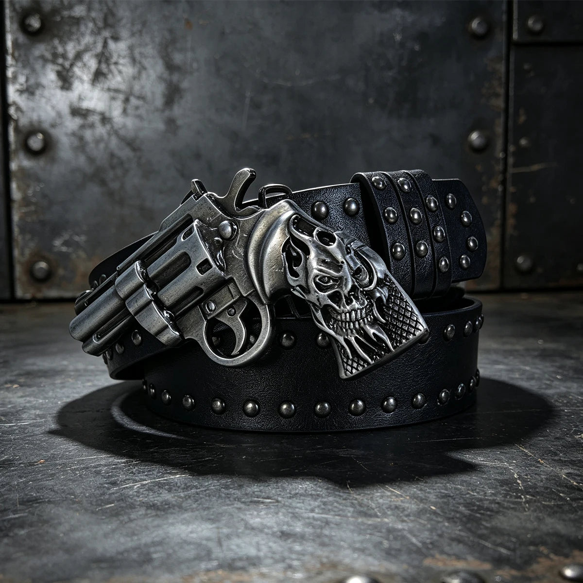 PENDRA Lunalia Black Rivet Studded Gothic Belt