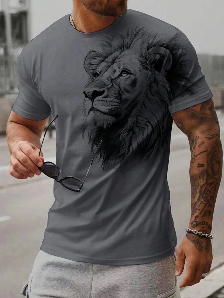PENDRA Short-Sleeve Lion Print T-Shirt