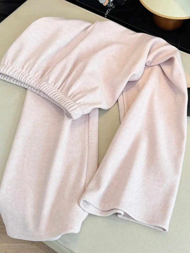 Thick and Gentle Pink Soft Sports Pants Women in Winter New High Waist Slim and Comfortable Versatile Casual Floor Pants