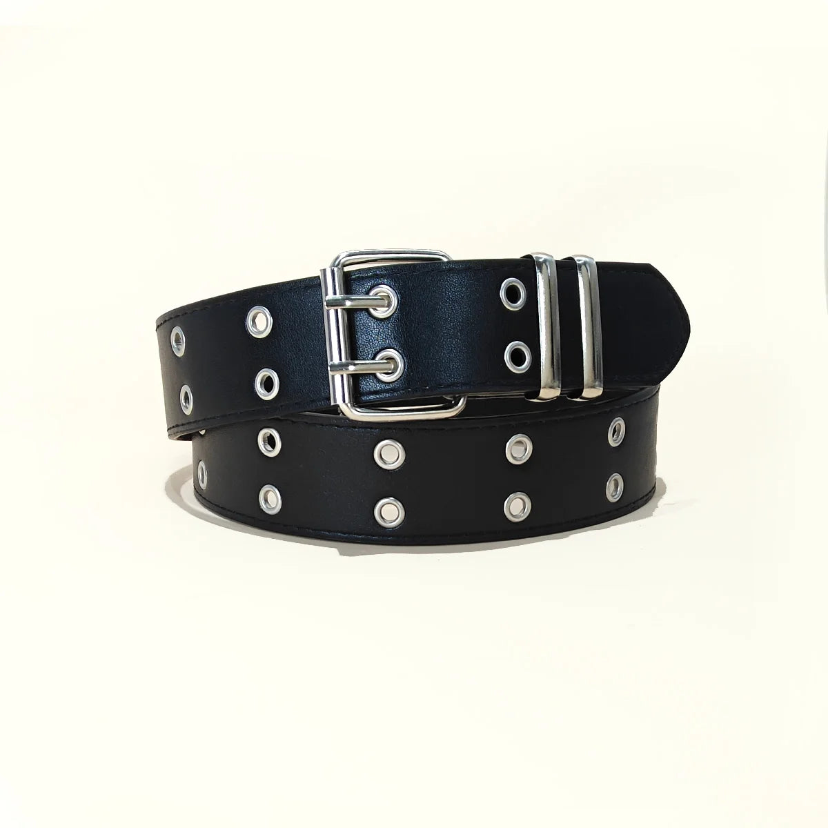 Star Eye Rivet Belt Gothic Style Double Pin Buckle Man/woman Fashion Casual Punk Style Pu Leather Waistband for Jeans Y2K Belt