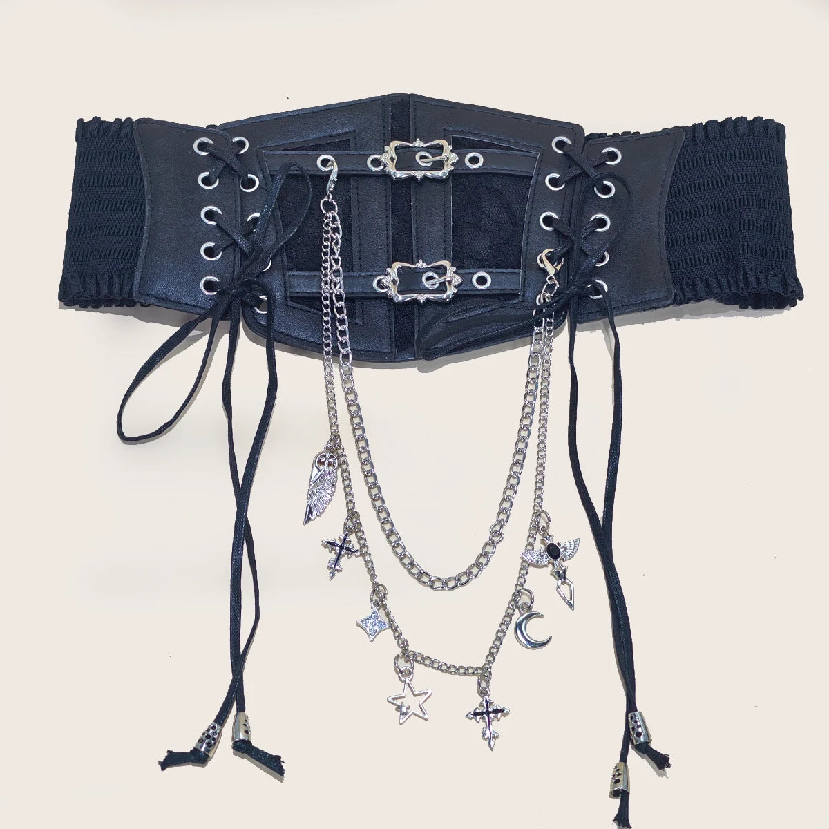 PENDRA Velayne Leather Black Chain Punk Corset Belt