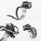 PENDRA Chinese Dragon Biker Steel Ring