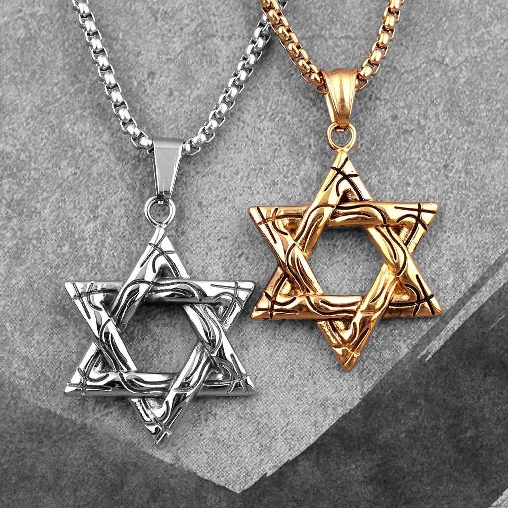 PENDRA Judaism Hexagram Boyfriend Steel Necklace