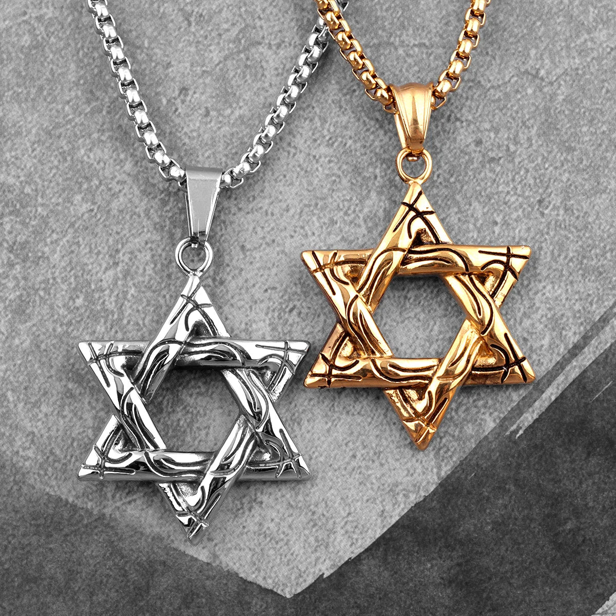 PENDRA Judaism Hexagram Boyfriend Steel Necklace