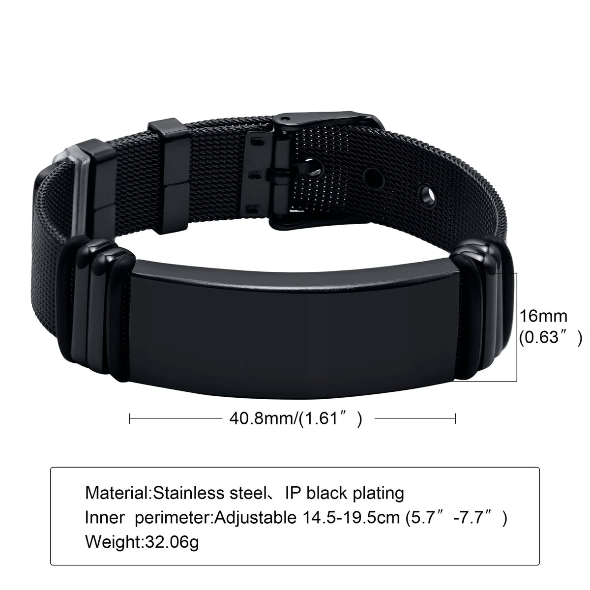 Free Engraving,Stainless Steel Mesh Band Bracelet,Adjustable Bracelet for Men Gift