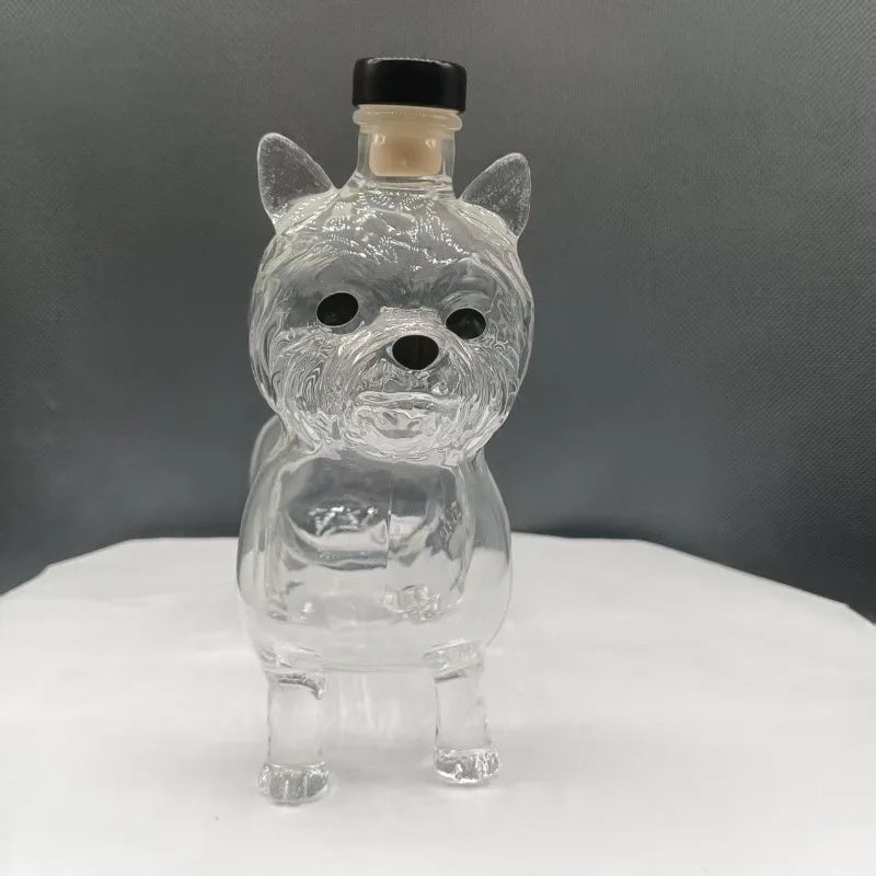 JJWest Highland Terrier Shaped Whiskey Decanter, Clear Glass Liquor Bottle for Bourbon/Brandy, Unique Bar Decor & Dog Lover Gift