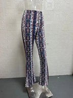 Vintage Boho Spring Floral Print Casual Pants Fashion new high elasticity tight fitting micro flared Yoga Joggers pants