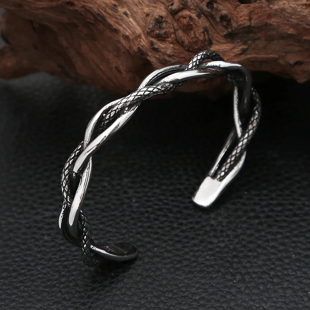 PENDRA Twistweave Stainless Steel Open Cuff Bracelet
