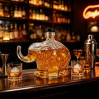 PENDRA Elephant Ornate Glass Whiskey Decanter